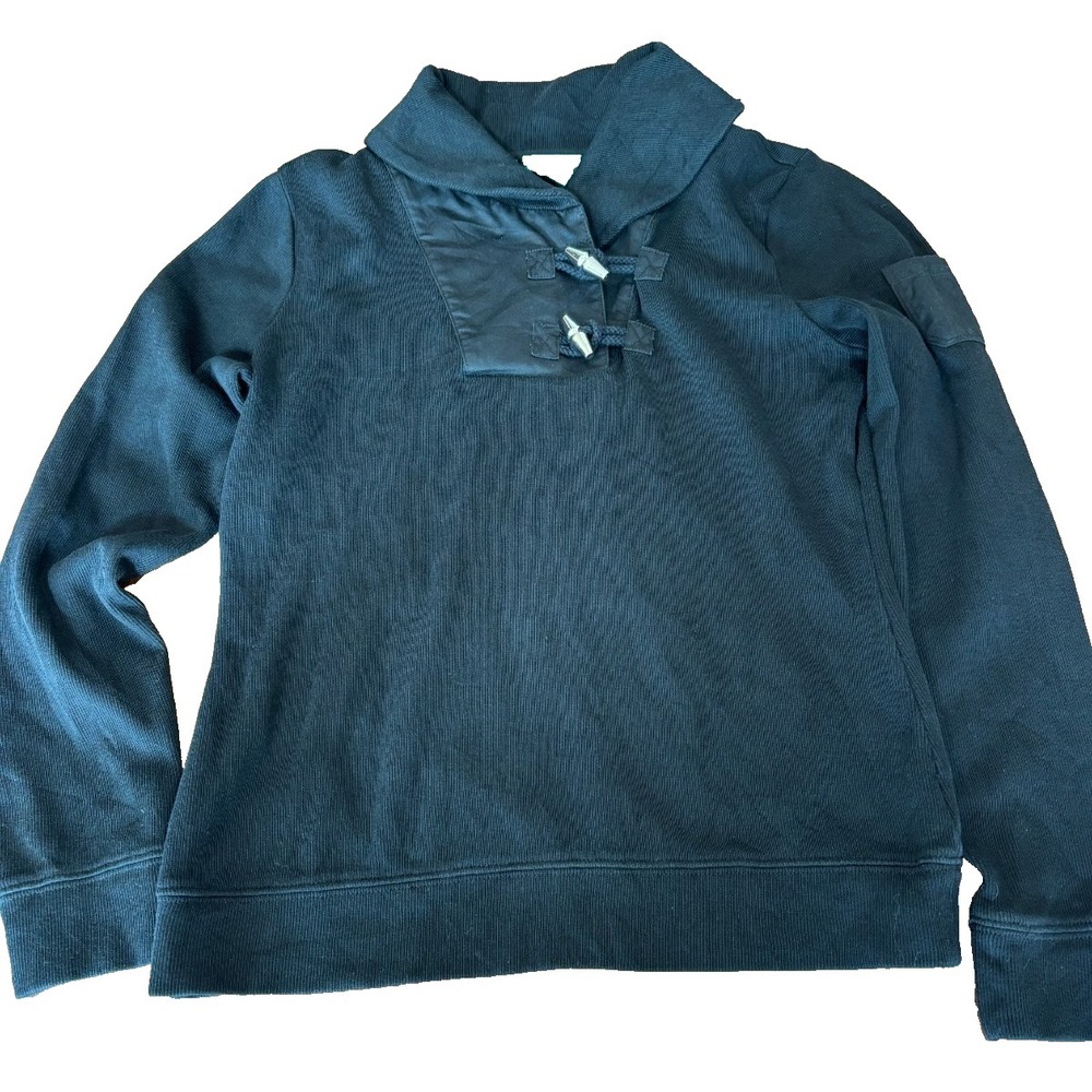 Ralph Lauren‎ black sweater green label silver rope buttons foldover collar sz M